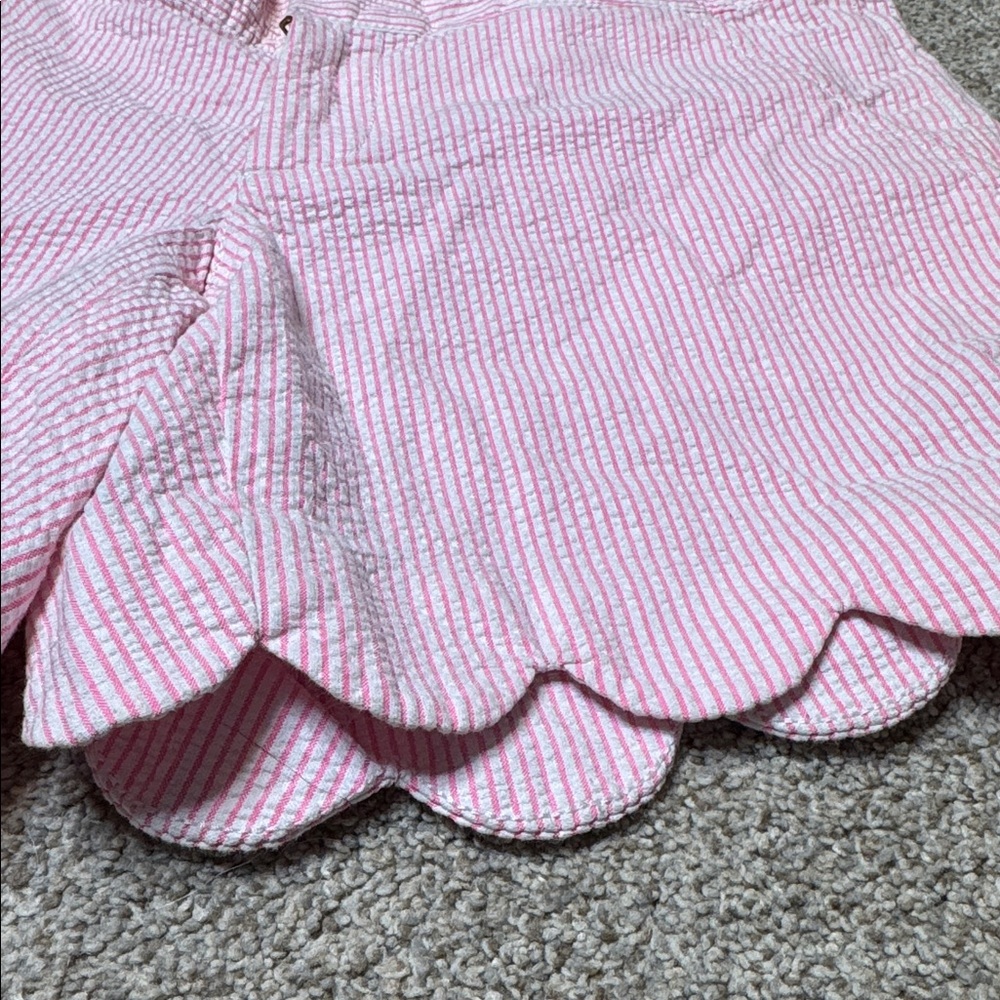 Lilly Pulitzer Buttercup Pink Seersucker Scallop Hem Shorts Size 00 - Picture 5 of 16